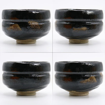 Black Raku Tea Bowl Zen Inscription by Sasaki Shoraku