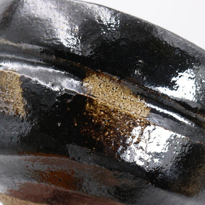 Black Raku Tea Bowl Zen Inscription by Sasaki Shoraku