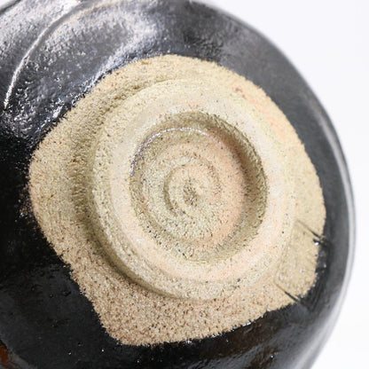 Black Raku Tea Bowl Zen Inscription by Sasaki Shoraku