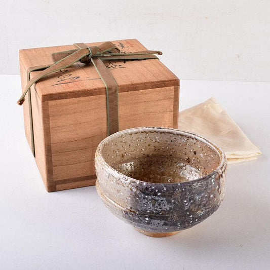Ogawa Rakuzan Shigaraki Chawan Tea Bowl Natural Ash Glaze Ishihaze