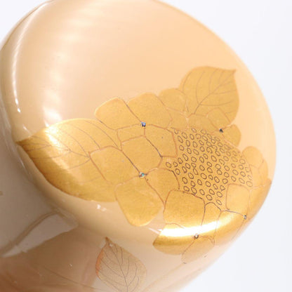 Hydrangea Ajisai Maki-e Chu-Natsume White Lacquer Tea Caddy by Takada Saiko