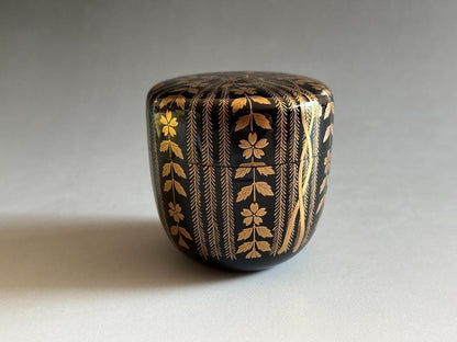 Willow & Cherry Blossom Maki-e O-Natsume | Murata Sokaku Silver Interior Tea Caddy
