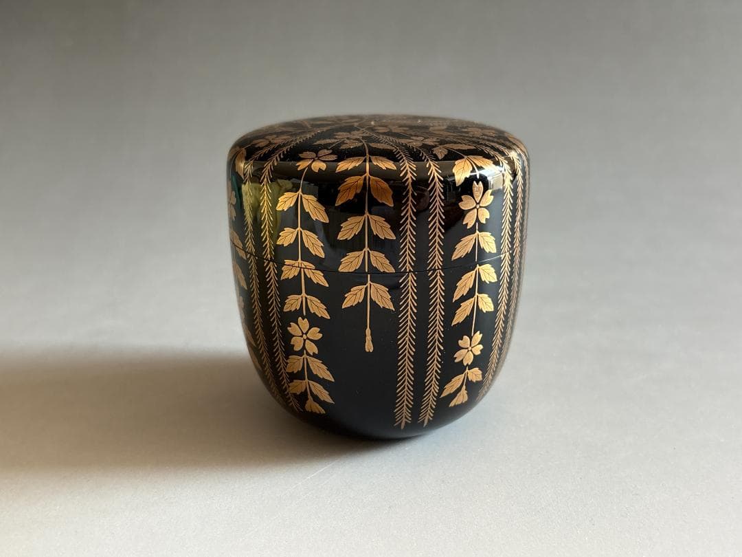 Willow & Cherry Blossom Maki-e O-Natsume | Murata Sokaku Silver Interior Tea Caddy