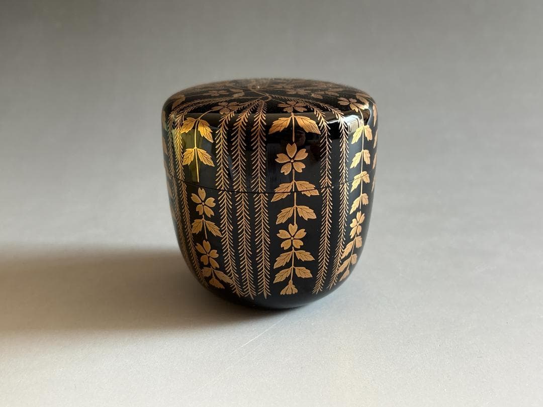 Willow & Cherry Blossom Maki-e O-Natsume | Murata Sokaku Silver Interior Tea Caddy