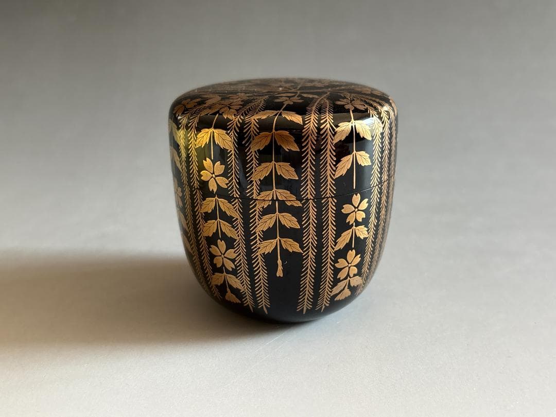 Willow & Cherry Blossom Maki-e O-Natsume | Murata Sokaku Silver Interior Tea Caddy
