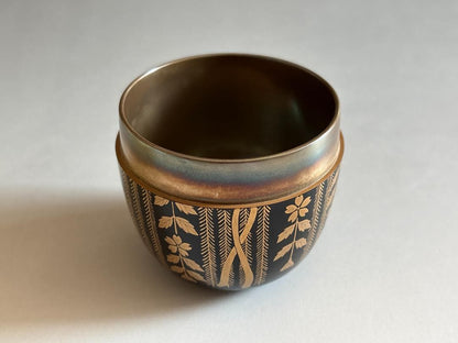 Willow & Cherry Blossom Maki-e O-Natsume | Murata Sokaku Silver Interior Tea Caddy