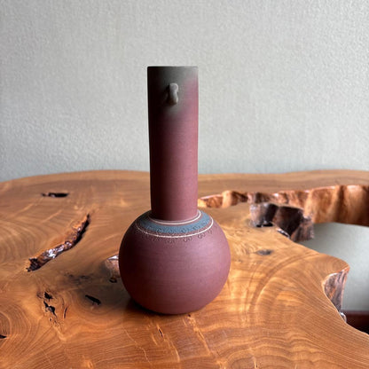 Zogan Inlay Kazari-bin Display Vase Japanese Stoneware with Tomobako Box