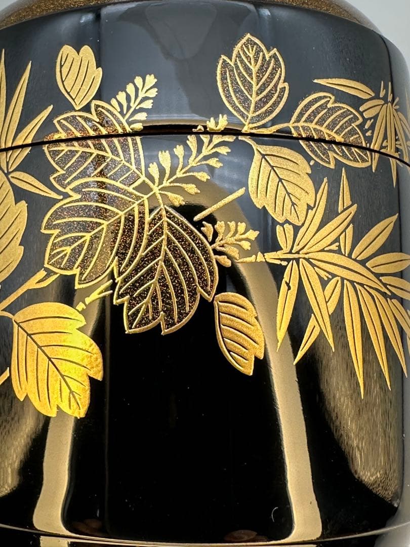Lacquer Tea Caddy Natsume Paulownia Bamboo Maki-e by Suzuki Shoei