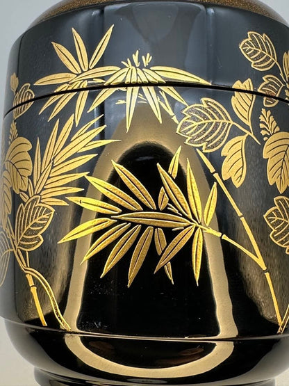 Lacquer Tea Caddy Natsume Paulownia Bamboo Maki-e by Suzuki Shoei