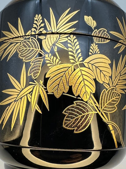 Lacquer Tea Caddy Natsume Paulownia Bamboo Maki-e by Suzuki Shoei