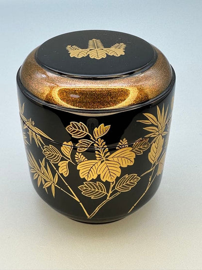 Lacquer Tea Caddy Natsume Paulownia Bamboo Maki-e by Suzuki Shoei