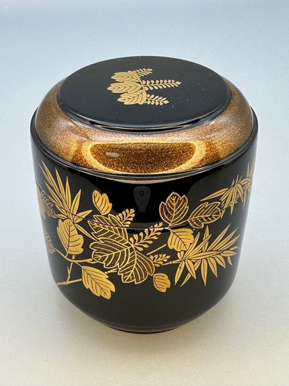 Lacquer Tea Caddy Natsume Paulownia Bamboo Maki-e by Suzuki Shoei