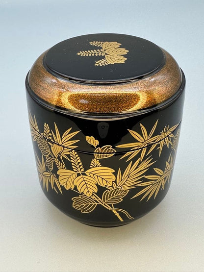 Lacquer Tea Caddy Natsume Paulownia Bamboo Maki-e by Suzuki Shoei
