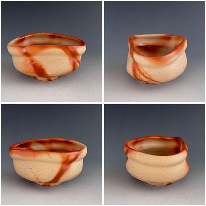 Bizen Kutsukata Hidasuki Chawan by Isezaki Kisoi - Warped Tea Bowl with Signed Box