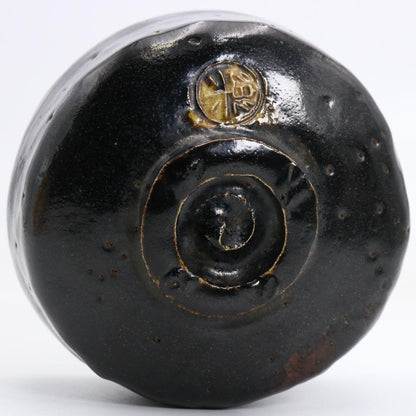 Black Raku Chawan by Raku Tannyū, 10th-Generation Kichizaemon — Edo-Period Kuro-Raku Tea Bowl with Tomobako