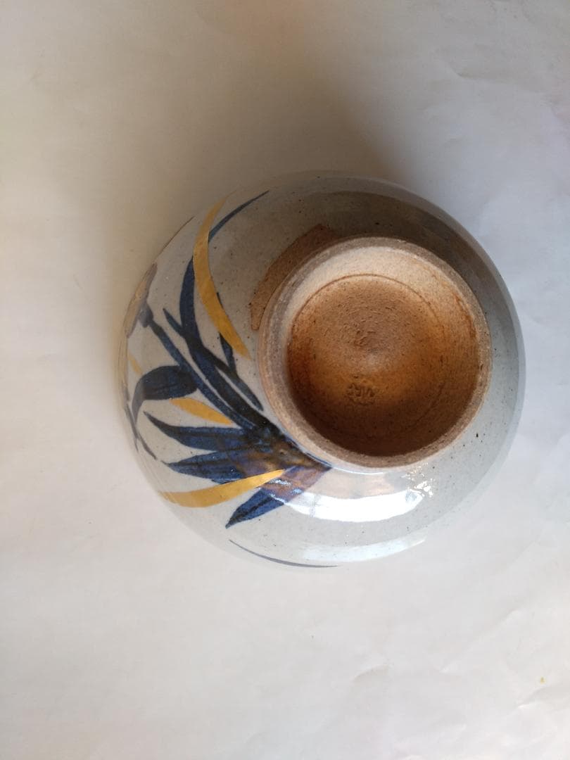 Zeze-yaki Gold Iris Tea Bowl by Iwasaki Shinjo - Enshu Seven Kilns Chawan with Box