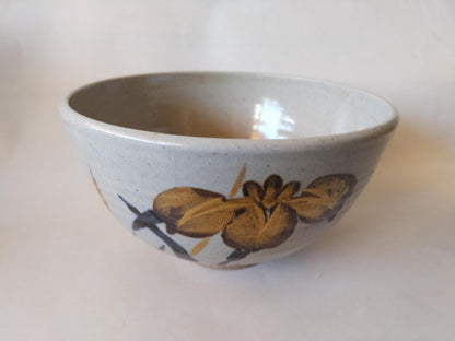 Zeze-yaki Gold Iris Tea Bowl by Iwasaki Shinjo - Enshu Seven Kilns Chawan with Box