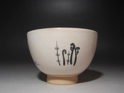 Kishu Ware Aoi Kiln Spring Wildflower Tea Bowl — Houunsai Kaō, Crackle Glaze, 15th Urasenke