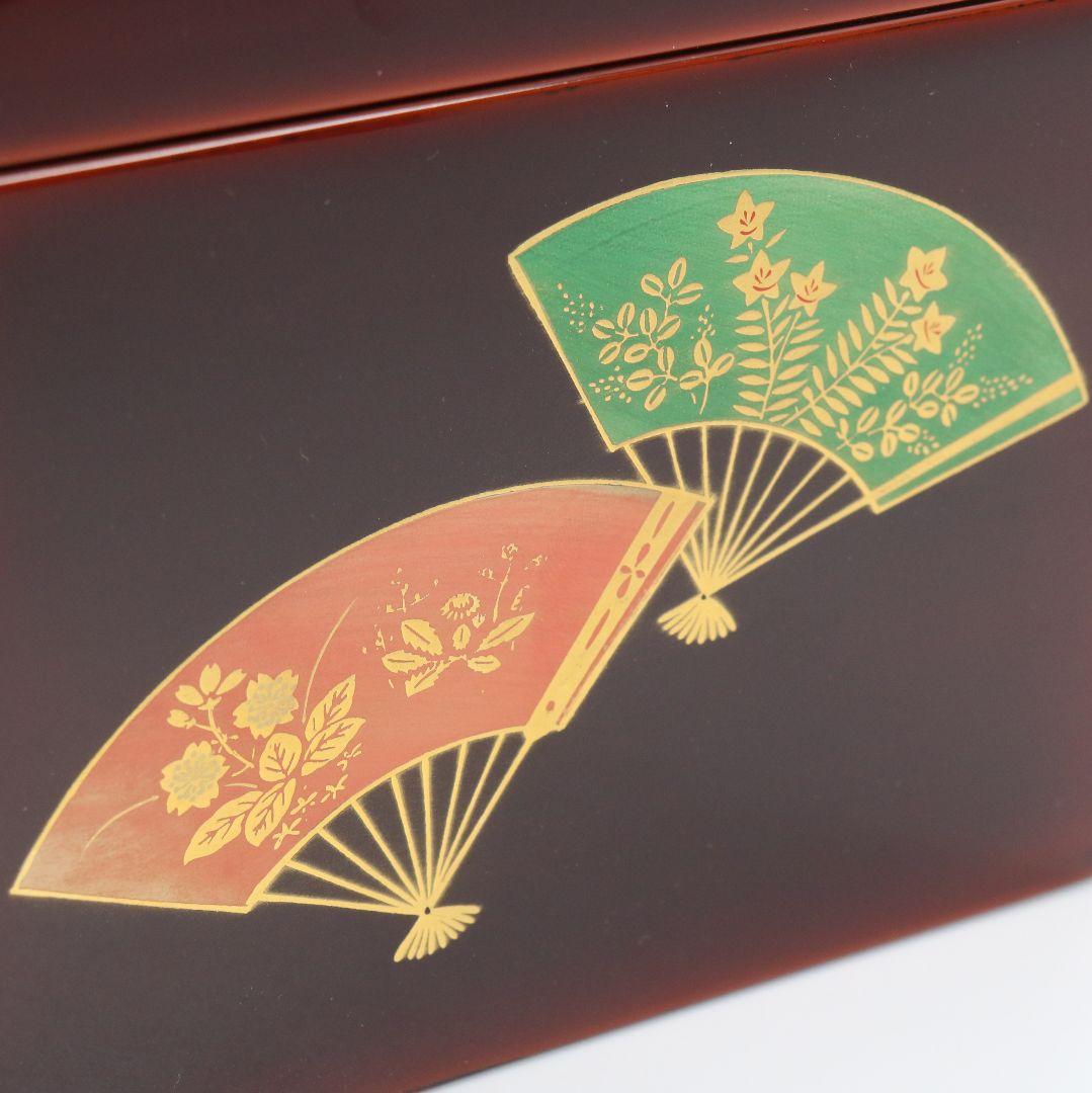 Wajima-nuri Chabako Tea Box Set Senmen Fan Maki-e by Maeda Toshio