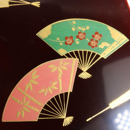 Wajima-nuri Chabako Tea Box Set Senmen Fan Maki-e by Maeda Toshio