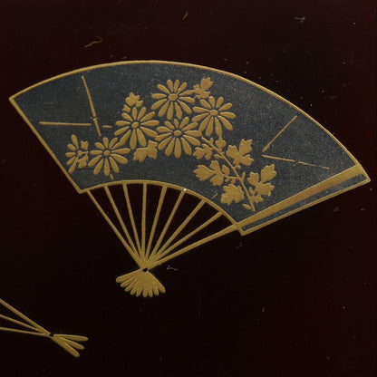 Wajima-nuri Chabako Tea Box Set Senmen Fan Maki-e by Maeda Toshio