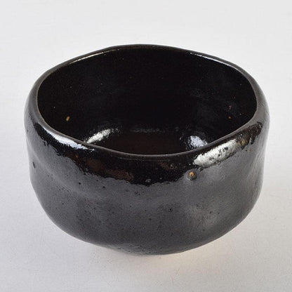 Mt. Fuji Black Raku Tea Bowl by Kawasaki Waraku — Kuro-Raku, Gold Fuji Motif, Signed Box