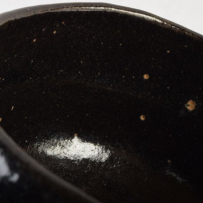 Mt. Fuji Black Raku Tea Bowl by Kawasaki Waraku — Kuro-Raku, Gold Fuji Motif, Signed Box