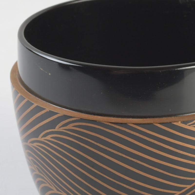 Japanese Lacquer Tea Caddy | Natsume with Gold Wave Maki-e | Sasaki Sosho | Hisada Jingyusai Inscription | Heian Kyoto