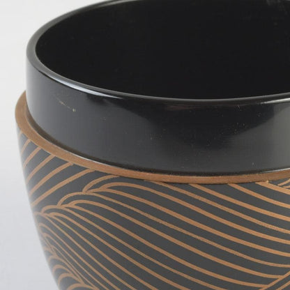 Japanese Lacquer Tea Caddy | Natsume with Gold Wave Maki-e | Sasaki Sosho | Hisada Jingyusai Inscription | Heian Kyoto