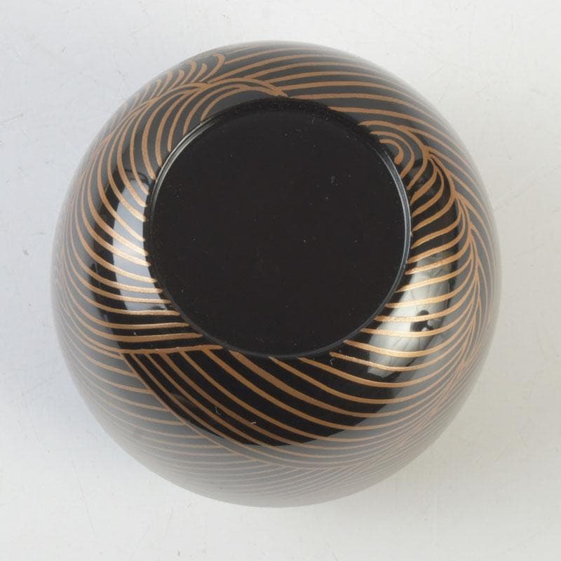 Japanese Lacquer Tea Caddy | Natsume with Gold Wave Maki-e | Sasaki Sosho | Hisada Jingyusai Inscription | Heian Kyoto