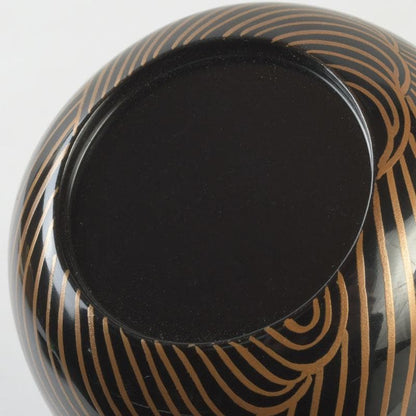 Japanese Lacquer Tea Caddy | Natsume with Gold Wave Maki-e | Sasaki Sosho | Hisada Jingyusai Inscription | Heian Kyoto