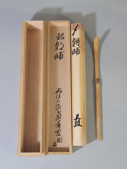 Chashaku Tea Scoop 'Asabare' – Zen Abbot Kakudo – White Bamboo – Japan