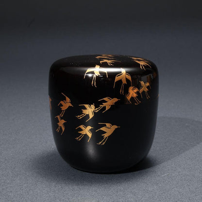 Nakamura Takaya Suma Landscape Maki-e Natsume — Gold Plovers, Genji Reference, Signed Box