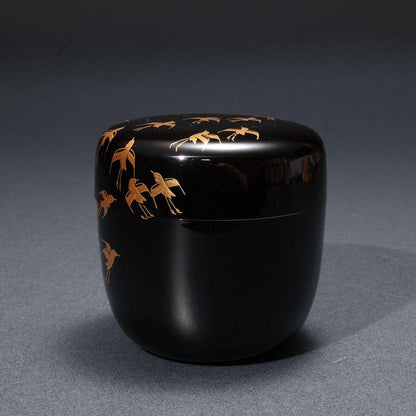 Nakamura Takaya Suma Landscape Maki-e Natsume — Gold Plovers, Genji Reference, Signed Box