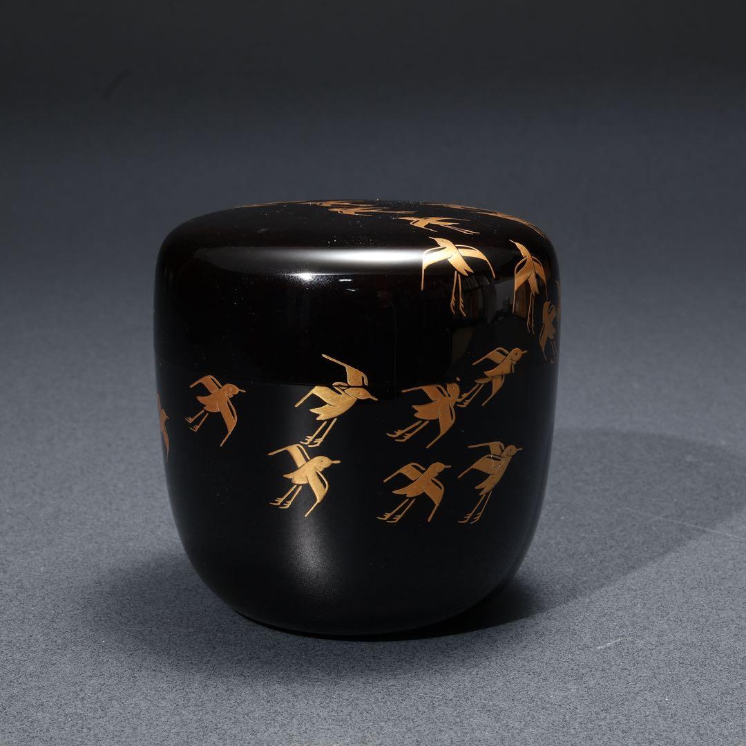 Nakamura Takaya Suma Landscape Maki-e Natsume — Gold Plovers, Genji Reference, Signed Box