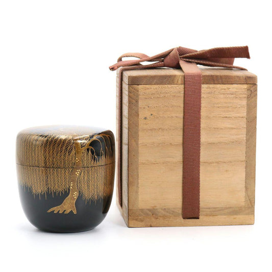 Wajima-nuri Yanagi Maki-e Ō-Natsume by Miyakita | Weeping Willow Gold