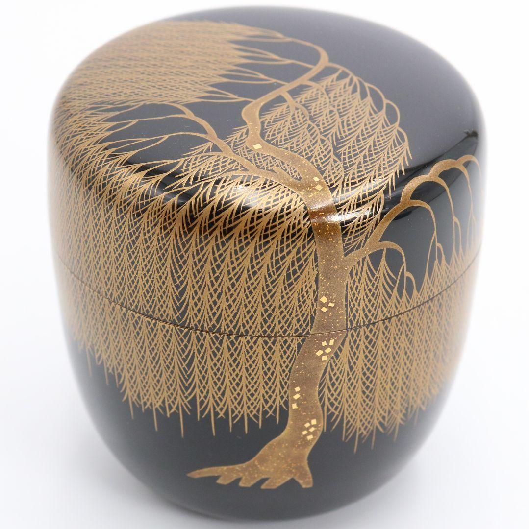 Wajima-nuri Yanagi Maki-e Ō-Natsume by Miyakita | Weeping Willow Gold