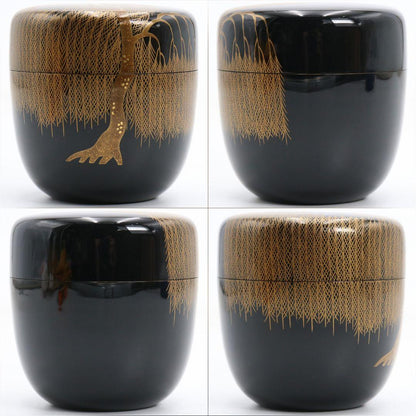 Wajima-nuri Yanagi Maki-e Ō-Natsume by Miyakita | Weeping Willow Gold