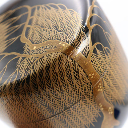 Wajima-nuri Yanagi Maki-e Ō-Natsume by Miyakita | Weeping Willow Gold