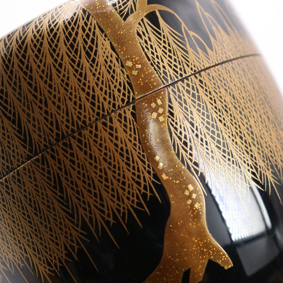 Wajima-nuri Yanagi Maki-e Ō-Natsume by Miyakita | Weeping Willow Gold