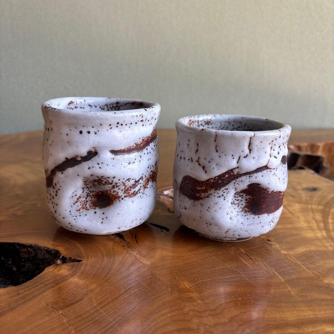 Shino Meoto Yunomi Tea Cup Set by Craft Moriyama — Beni-Shino Iron Glaze, Wheel-Thrown, Tomobako