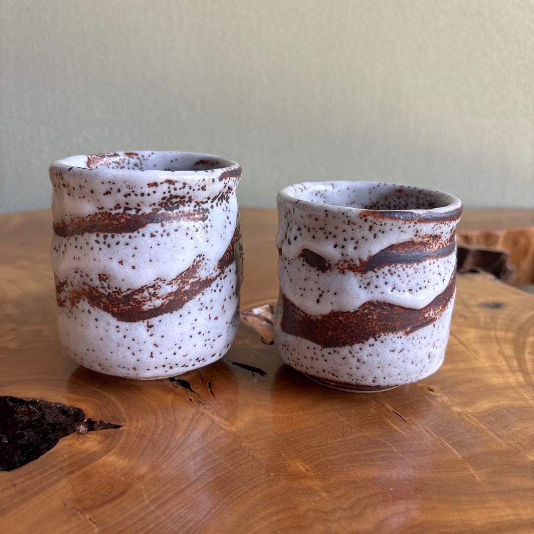 Shino Meoto Yunomi Tea Cup Set by Craft Moriyama — Beni-Shino Iron Glaze, Wheel-Thrown, Tomobako