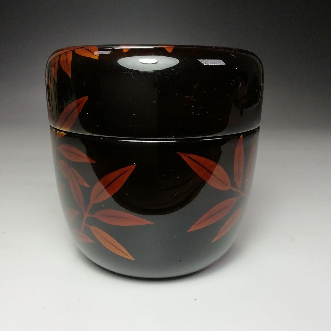 Nakamura Koho Byakudan-nuri O-natsume Autumn Sasa Maki-e Large Tea Caddy