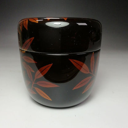 Nakamura Koho Byakudan-nuri O-natsume Autumn Sasa Maki-e Large Tea Caddy
