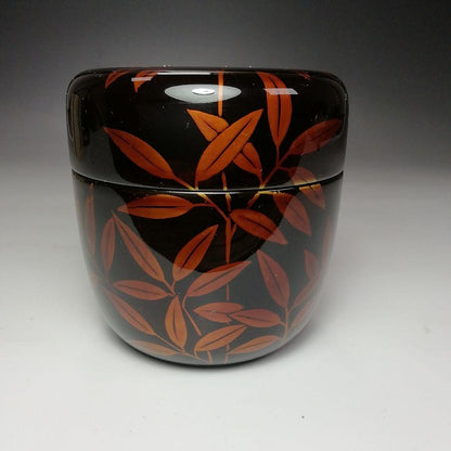 Nakamura Koho Byakudan-nuri O-natsume Autumn Sasa Maki-e Large Tea Caddy