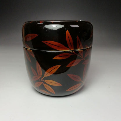 Nakamura Koho Byakudan-nuri O-natsume Autumn Sasa Maki-e Large Tea Caddy