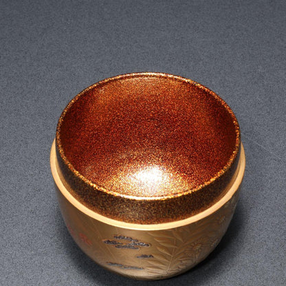 Autumn Grasses on Pure Gold Ground — Kin-ji Maki-e Natsume by Shimizu Sosui | Chrysanthemum Susuki Bellflower