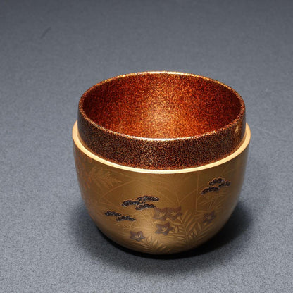 Autumn Grasses on Pure Gold Ground — Kin-ji Maki-e Natsume by Shimizu Sosui | Chrysanthemum Susuki Bellflower