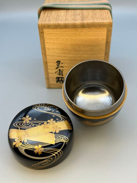 Inai Gyokuho Sakuragawa Maki-e Natsume, Gold on Black Lacquer