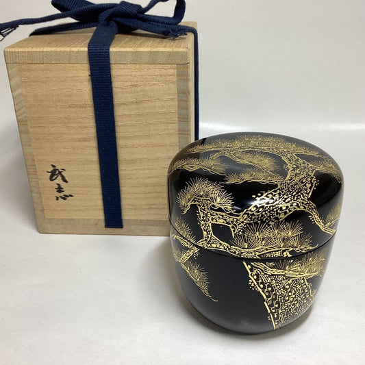 Black Lacquer Natsume — Oimatsu Chinkin by Takeshi, Tomobako